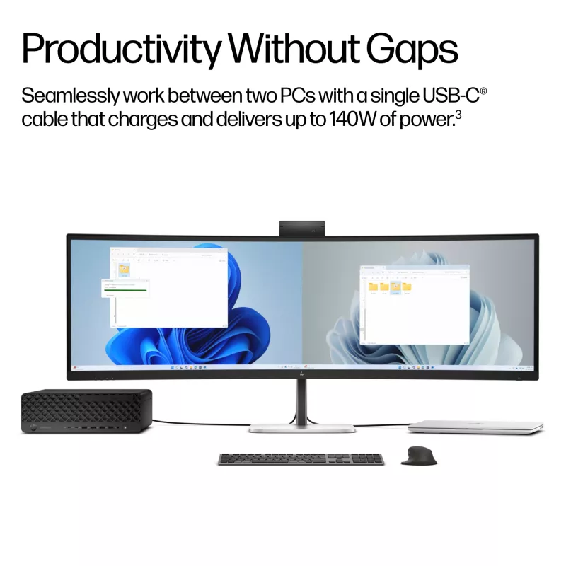 HP Series 5 Pro 49 collu DQHD konferenču monitors - 549pm, 124,5 cm (49 colli), 5120 x 1440 pikseļi, Dual QHD, LCD, 5 ms, Melns