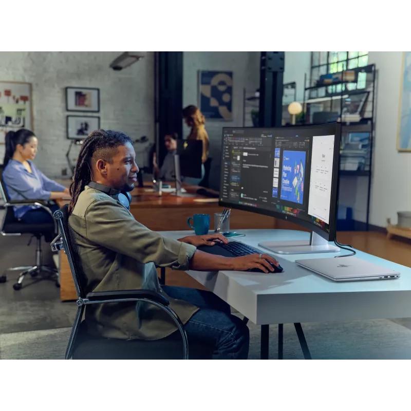HP Series 5 Pro 49 collu DQHD konferenču monitors - 549pm, 124,5 cm (49 colli), 5120 x 1440 pikseļi, Dual QHD, LCD, 5 ms, Melns