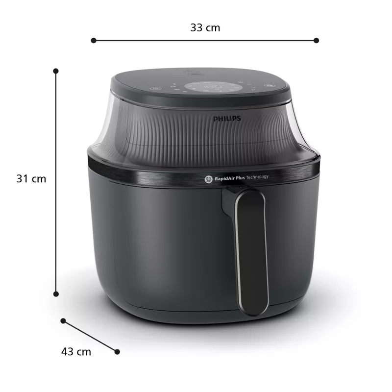 Karstā gaisa fritieris Philips 3000 sērija NA330/00 — 6,2 L, 1700 W, skārienvadība, LED, melns
