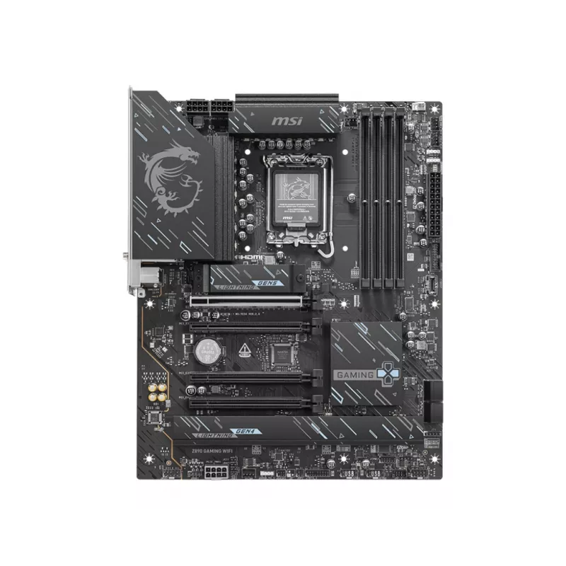 MSI Z890 Gaming WiFi mātesplate — Intel Z890 ATX, LGA1851 (S1851), DDR5, 4x DIMM, Wi‑Fi 7, 2.5GbE, 3x M.2