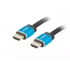 HDMI kabelis LANBERG CA-HDMI-P20CU-0010-BK 1 m, HDMI Type A vīrietis–vīrietis, HDMI 2.0, 18 Gbit/s, ARC, zeltīti kontakti, melns/zils