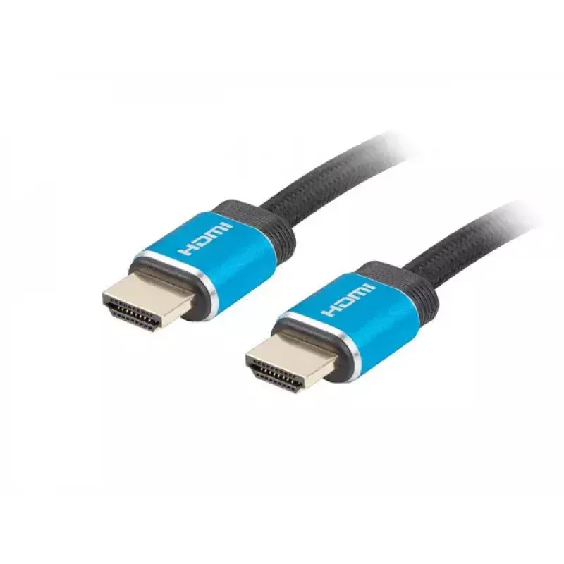 HDMI kabelis LANBERG CA-HDMI-P20CU-0010-BK 1 m, HDMI Type A vīrietis–vīrietis, HDMI 2.0, 18 Gbit/s, ARC, zeltīti kontakti, melns/zils