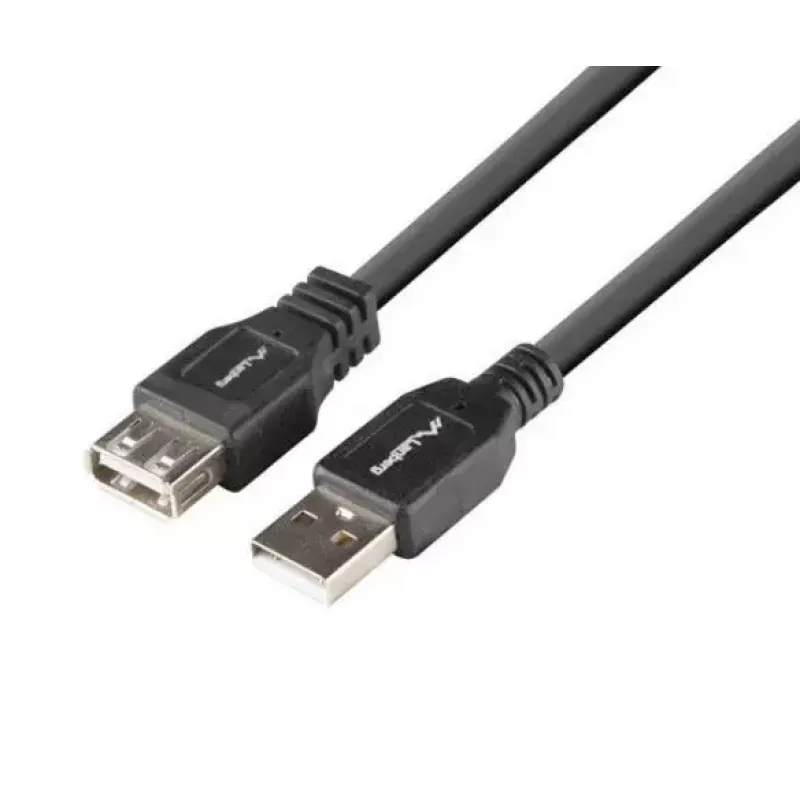 LANBERG USB-A uz USB-A kabelis 2.0, tēviņš pret mātīti, 1,8 m, melns