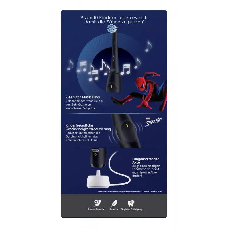 Oral-B iO Kids Spiderman Bērnu Rotējošā Zobu Birstīte Melna