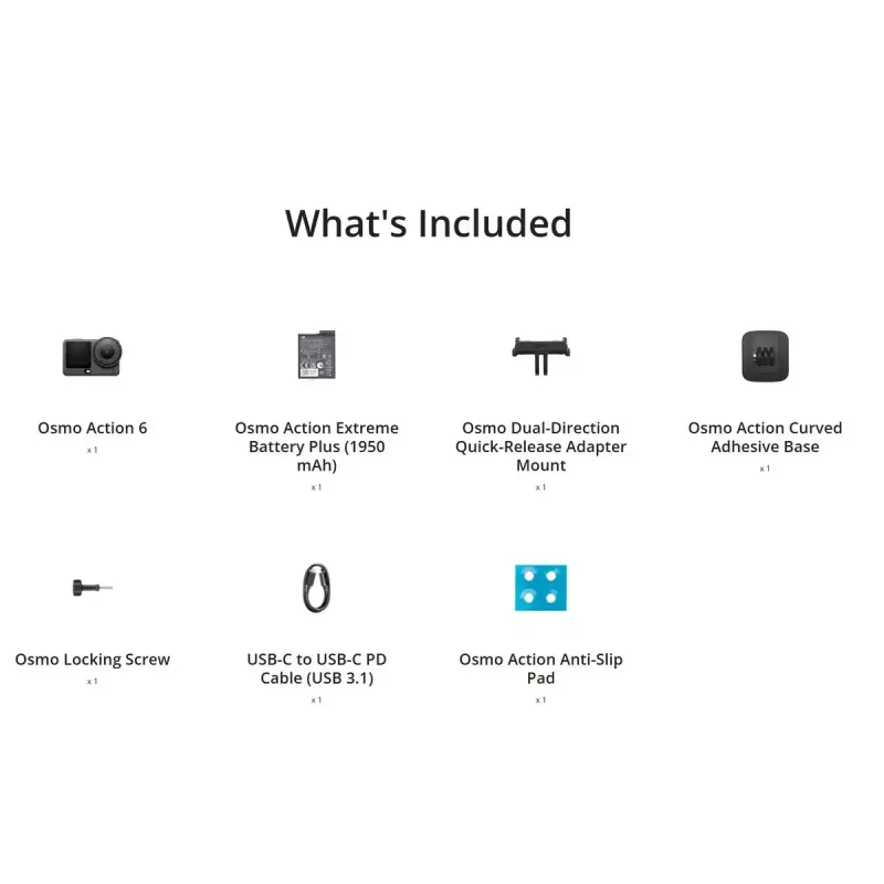 Action camera DJI Osmo Action 6 Standard Combo — 38 MP CMOS, 4K Ultra HD, 155° FOV, 2x digitālā tālummaiņa