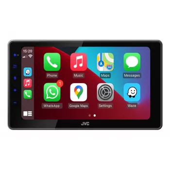 2-DIN JVC KW-M795DBW automašīnas multivides uztvērējs, 9 collu kapacitīvs skārienekrāns, 200 W, Wi‑Fi divjoslu, Bluetooth, DAB+/FM/AM