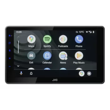 2-DIN JVC KW-M795DBW automašīnas multivides uztvērējs, 9 collu kapacitīvs skārienekrāns, 200 W, Wi‑Fi divjoslu, Bluetooth, DAB+/FM/AM