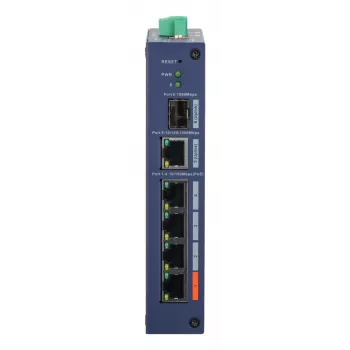 Pārvaldīts rūpnieciskais komutators DAHUA CHS4106-4ET-60 — 6 porti, 4x PoE 10/100, L2, 4.8 Gbit/s, 8000 MAC