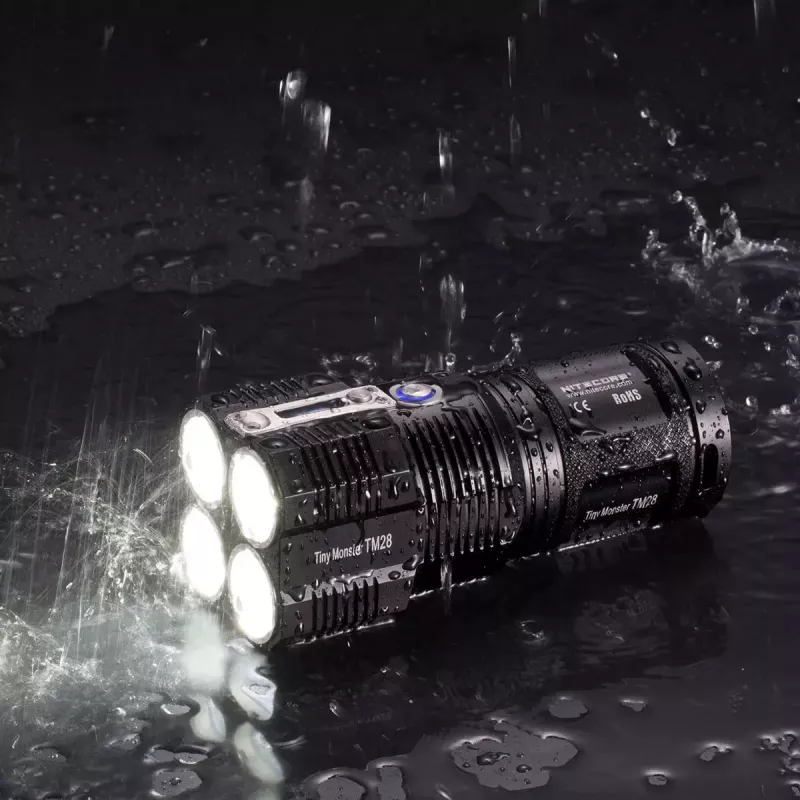 Rokas lukturītis Nitecore TM28, LED 4×, max 6000 lm, Li‑Ion, melns, 142 mm garums, 414 g