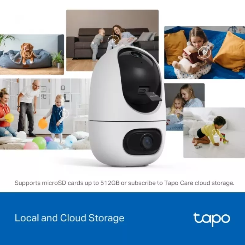 TP-Link Tapo C245D IP drošības kamera, 2304×1296, 3.1 mm objektīvs, 104.3° horiz., griestu/sienas stiprinājums, bezvadu, iekštelpām, balta