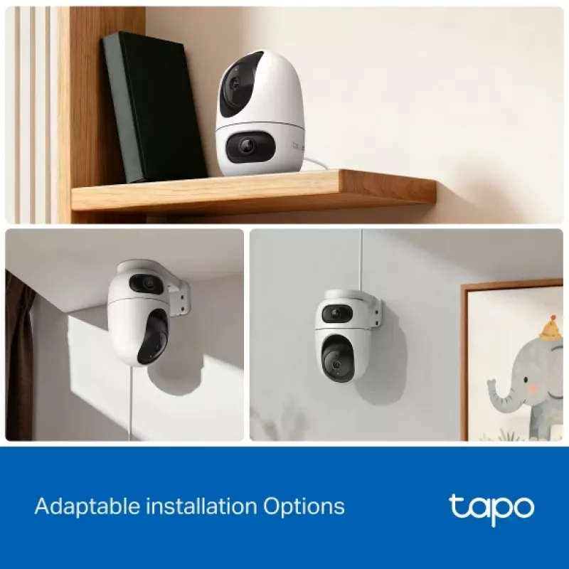 TP-Link Tapo C245D IP drošības kamera, 2304×1296, 3.1 mm objektīvs, 104.3° horiz., griestu/sienas stiprinājums, bezvadu, iekštelpām, balta
