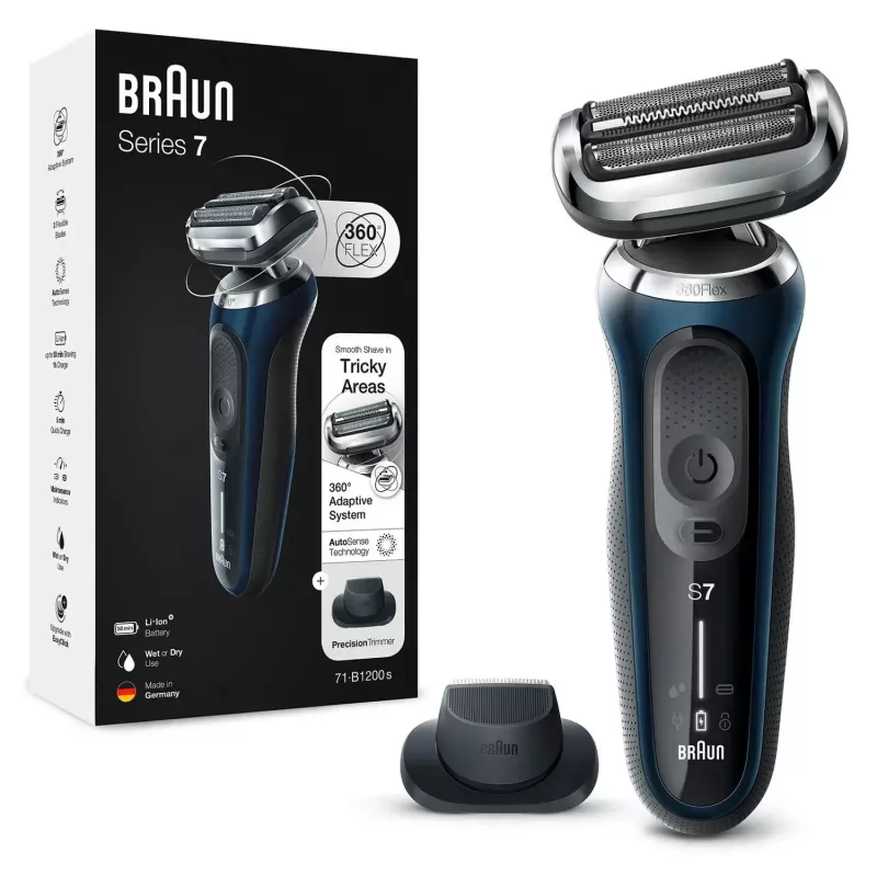 Braun Series 7 71-B1200s Folijas skuveklis Trimmeris Zils