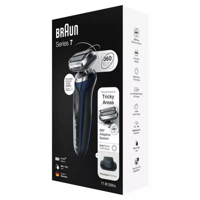 Braun Series 7 71-B1200s Folijas skuveklis Trimmeris Zils