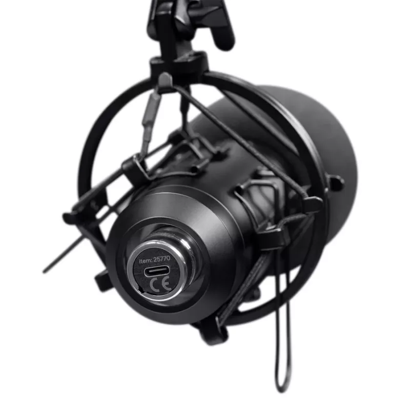 Podkāsta mikrofons TRUST GXT 270 Emita II+ — Kondensatora, USB, vadu savienojums, metāla korpuss, melns, 2,5 m kabelis
