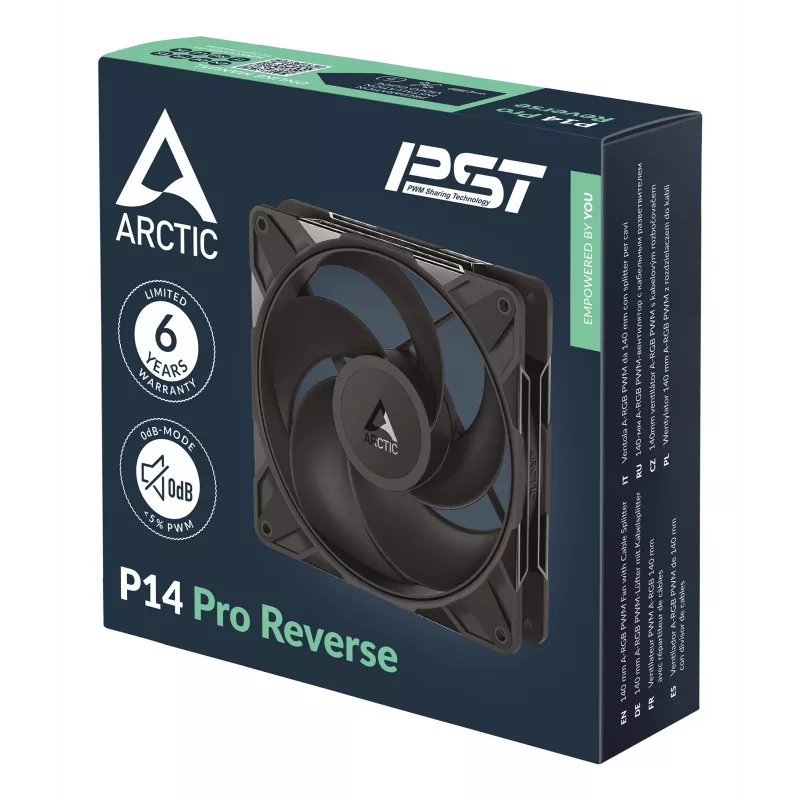 ARCTIC Freezer P14 Pro Reverse - 3 Pack - 140 mm A-RGB PWM ventilators ar kabeļu sadalītāju