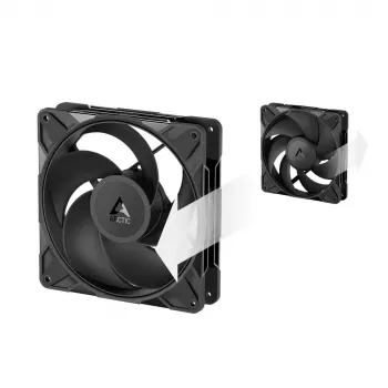 140 mm ventilators Arctic Freezer P14 Pro Reverse — 166,5 m³/h, 5,1 mmH₂O, Fluid Dynamic Bearing, A‑RGB, PWM, melns, ar kabeļu sadalītāju