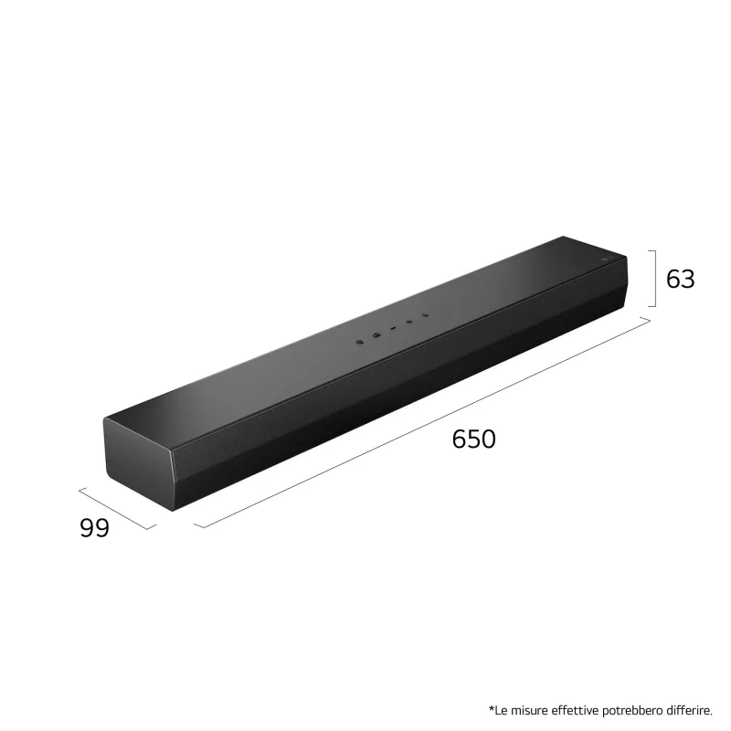 Soundbar LG S20A 2.0 kanāli, 50 W, Bluetooth SBC/AAC, vadu un bezvadu, melns, 650×99×63 mm