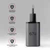 AXAGON ACU-PQ67D ceļojumu sienas lādētājs, 67 W, USB-C PD3.0 + USB-A QC4+, 2 izejas, LCD displejs, 100–240 V