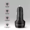 Automašīnas lādētājs AXAGON PWC-PQ48, 48W, USB-C (PD3.0) + USB-A (QC4+), ieeja 12–24V, melns
