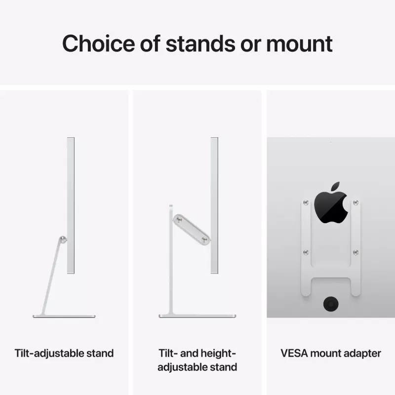 Monitors Apple Studio Display 27 collas 5K Ultra HD (5120×2880), LED, noliecams statīvs, Sudraba