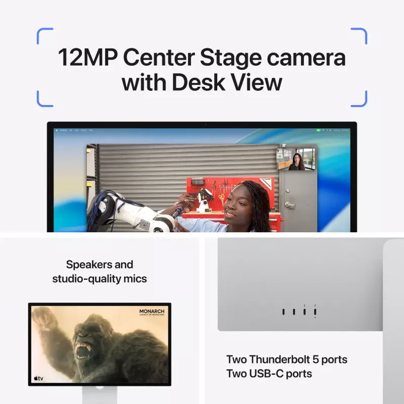 Monitors Apple Studio Display 27 collas 5K (5120×2880) LED, standarta stikls, VESA stiprinājums, sudraba
