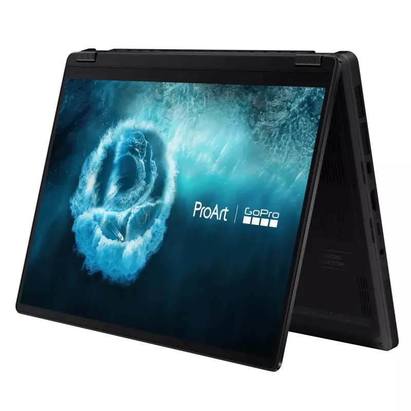 Konvertējams 2-in-1 klēpjdators ASUS ProArt PX13 HN7306EAC GoPro Edition — AMD Ryzen AI Max+ 395, 3 GHz, 13,3 collu 3K skārienjūtīgs, 128 GB LPDDR5x, 1 TB SSD, Windows 11 Pro, melns