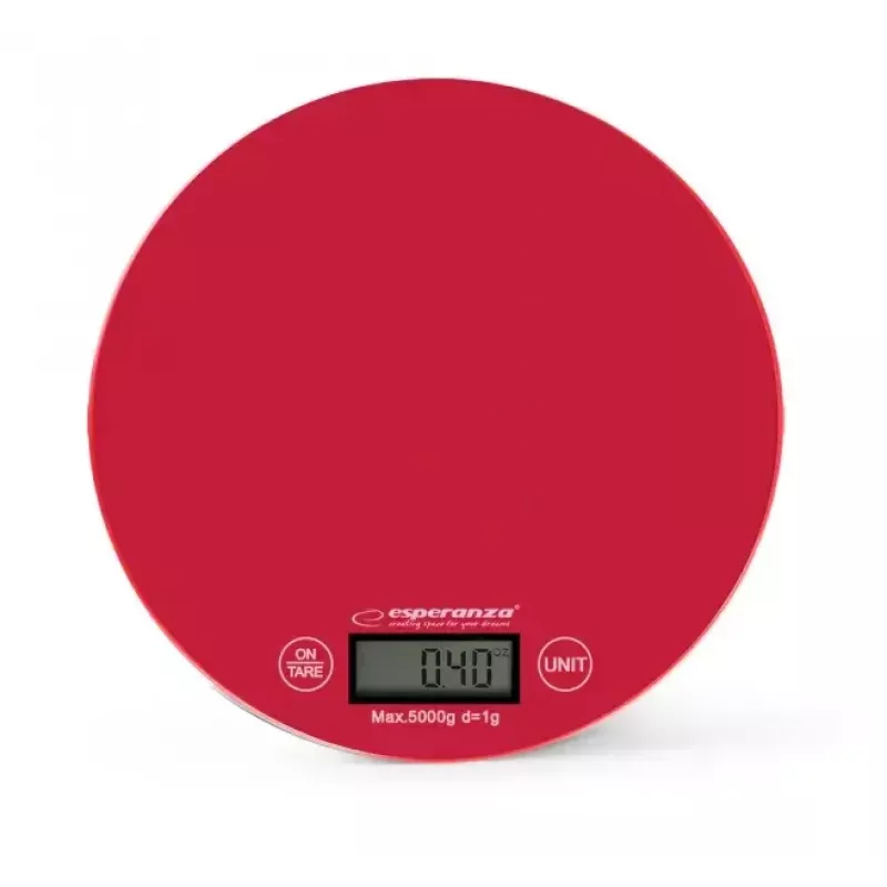 Elektroniskie virtuves svari ESPERANZA EKS003R — 5 kg ietilpība, taras funkcija, g/lb/oz, sarkani