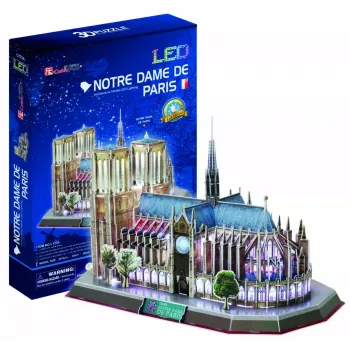 3D puzle CubicFun Notre Dame (gaisma) — modelis DA-20509, viegls apgaismots izdevums