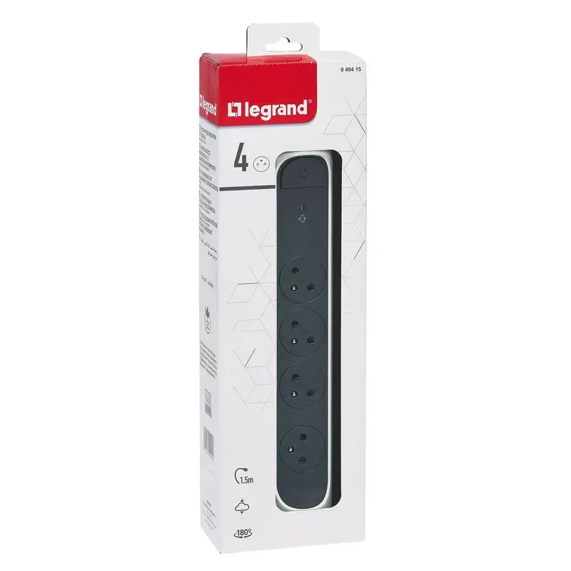Elektrības sadalītājs Legrand 0 494 15 4 maiņstrāvas rozetes Pelēks Balts