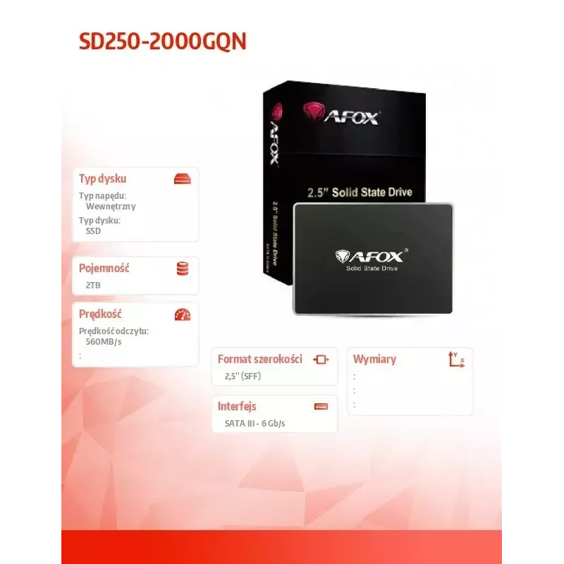SSD disks AFOX 2TB 2.5 collu SATA SD250-2000GQN