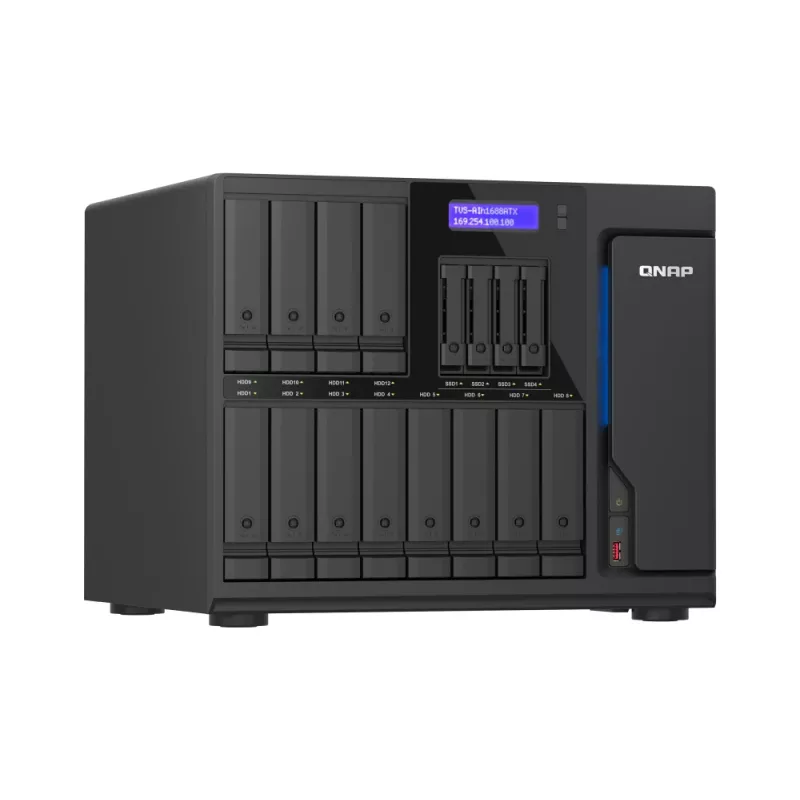 QNAP TVS-AIH1688ATX-U7-32G NAS/krātuves serveris Tornis 32 GB DDR5 0 TB QuTS hero Black