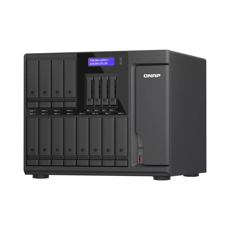 QNAP TVS-AIH1688ATX-U7-32G NAS/krātuves serveris Tornis 32 GB DDR5 0 TB QuTS hero Black