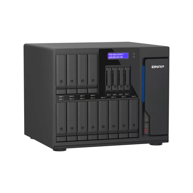 QNAP TVS-AIH1688ATX-U7-32G NAS/krātuves serveris Tornis 32 GB DDR5 0 TB QuTS hero Black