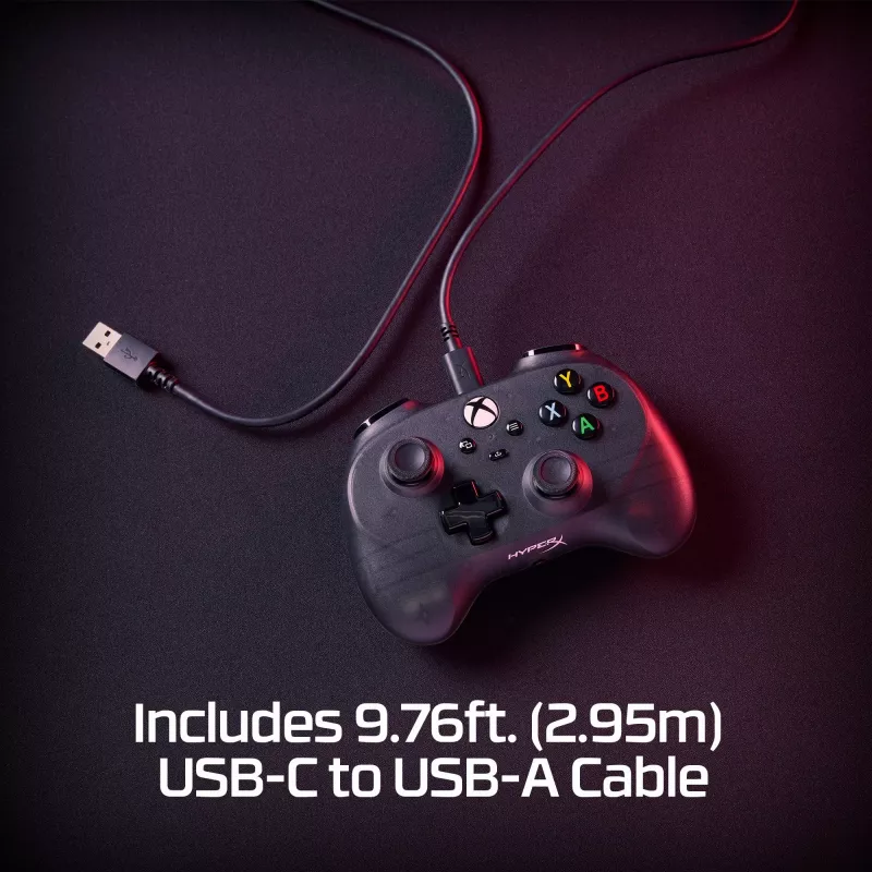 HyperX Clutch Tanto Mini WD spēļu kontrolieris, kursorsvira, Xbox, Xbox One, vadu, USB, melns, 2,95 m