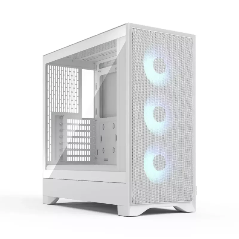 Fractal Design Pop 2 Air balta TG RGB Midi Tower datora korpuss — ATX/Micro‑ATX/Mini‑ITX, rūdīts stikls, 3x120mm priekšējie ventilatori