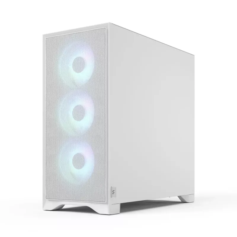 Fractal Design Pop 2 Air balta TG RGB Midi Tower datora korpuss — ATX/Micro‑ATX/Mini‑ITX, rūdīts stikls, 3x120mm priekšējie ventilatori