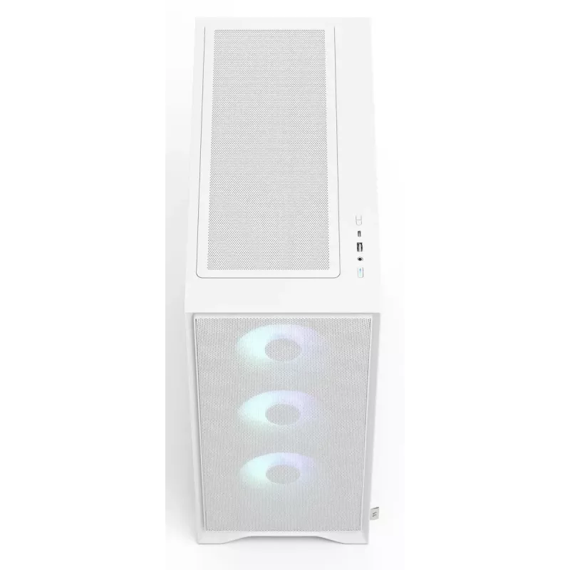 Fractal Design Pop 2 Air balta TG RGB Midi Tower datora korpuss — ATX/Micro‑ATX/Mini‑ITX, rūdīts stikls, 3x120mm priekšējie ventilatori