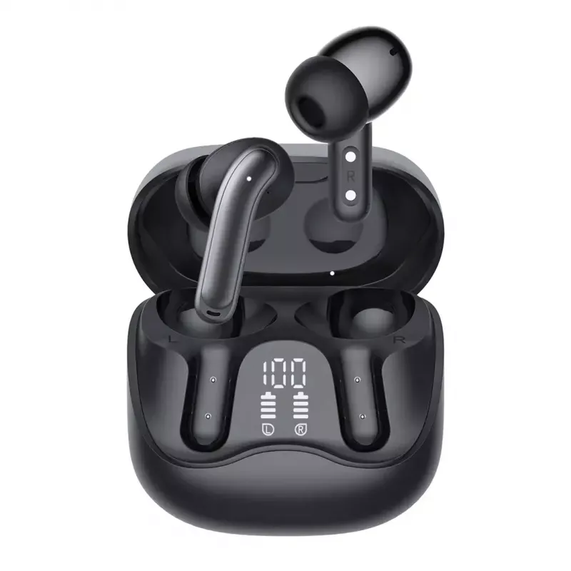 Bezvadu ievietojamās austiņas Audiocore AC591 PRO — hibrīda ANC, ENC, 6 mikrofoni, USB‑C uzlāde, līdz 9h atskaņošanas, Tuya saderīgas, melnas