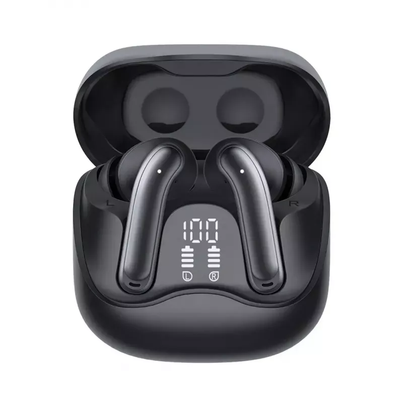 Bezvadu ievietojamās austiņas Audiocore AC591 PRO — hibrīda ANC, ENC, 6 mikrofoni, USB‑C uzlāde, līdz 9h atskaņošanas, Tuya saderīgas, melnas