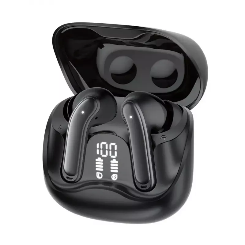 Bezvadu ievietojamās austiņas Audiocore AC591 PRO — hibrīda ANC, ENC, 6 mikrofoni, USB‑C uzlāde, līdz 9h atskaņošanas, Tuya saderīgas, melnas