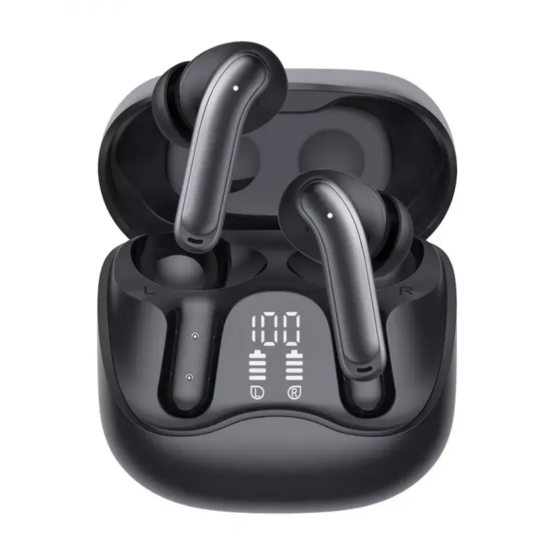 Bezvadu ievietojamās austiņas Audiocore AC591 PRO — hibrīda ANC, ENC, 6 mikrofoni, USB‑C uzlāde, līdz 9h atskaņošanas, Tuya saderīgas, melnas