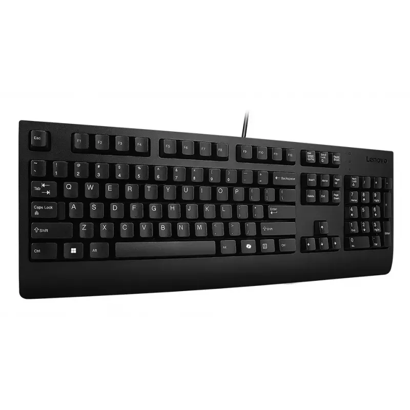 Vadu pilna izmēra USB tastatūra Lenovo 4Y41R64588 — ASV angļu, 104 taustiņi, virzuļa slēdzis, 2 m kabelis, melna