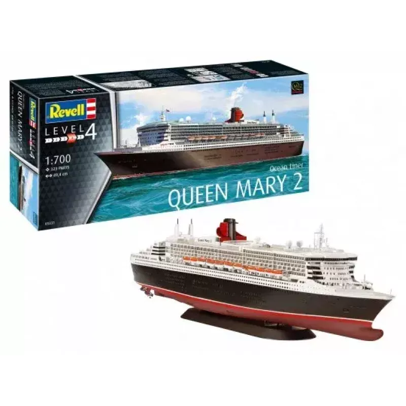 Pasažieru kuģa modelis REVELL Queen Mary 2 montāžas komplekts, mērogs 1:700
