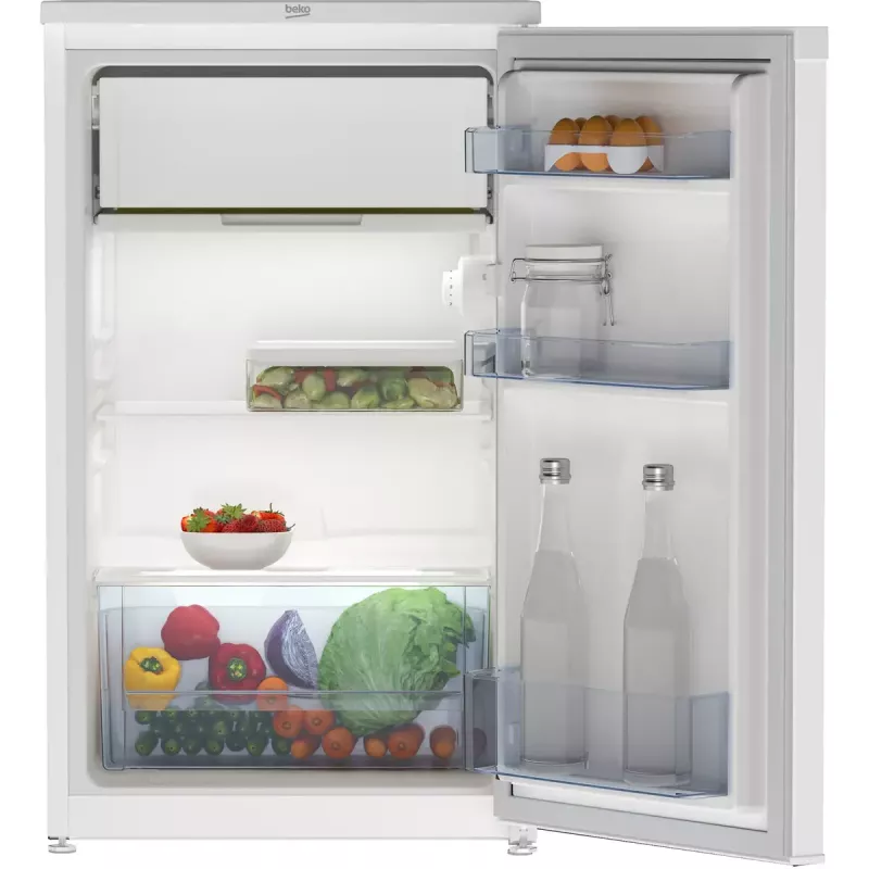 Ledusskapis BEKO TS190340N brīvi stāvošs combi, 85 L kopā (73 L ledusskapis / 12 L saldētava), balts, E klase, 818×475×500 mm