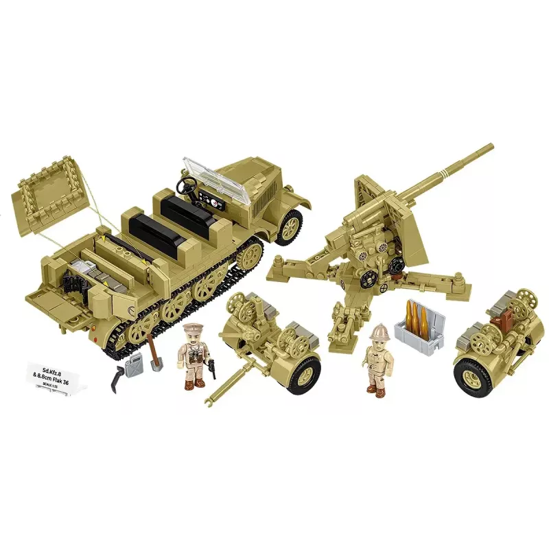 Cobi Blocks Sd.Kfz.8 velk 8.8 cm Flak 36 būvkomplekts, 975 gabali