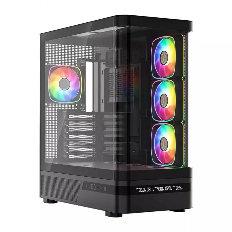 Datora korpuss MODECOM VOLCANO AQ200 ARGB MIDI melns