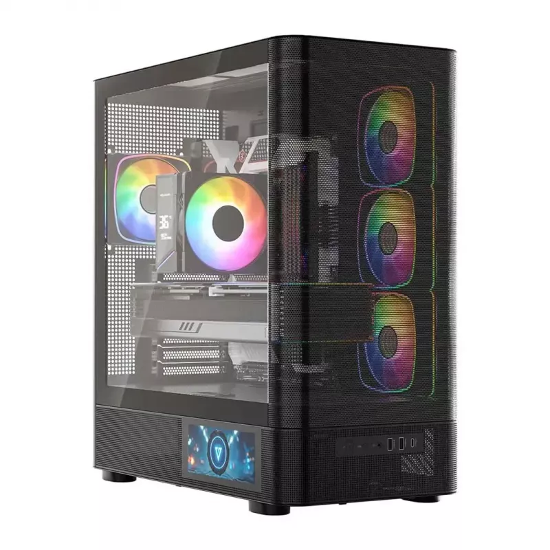 Datora korpuss MODECOM VOLCANO AQ400 ARGB MIDI Melns — MODECOM MC-A-AQ400-4FA-B