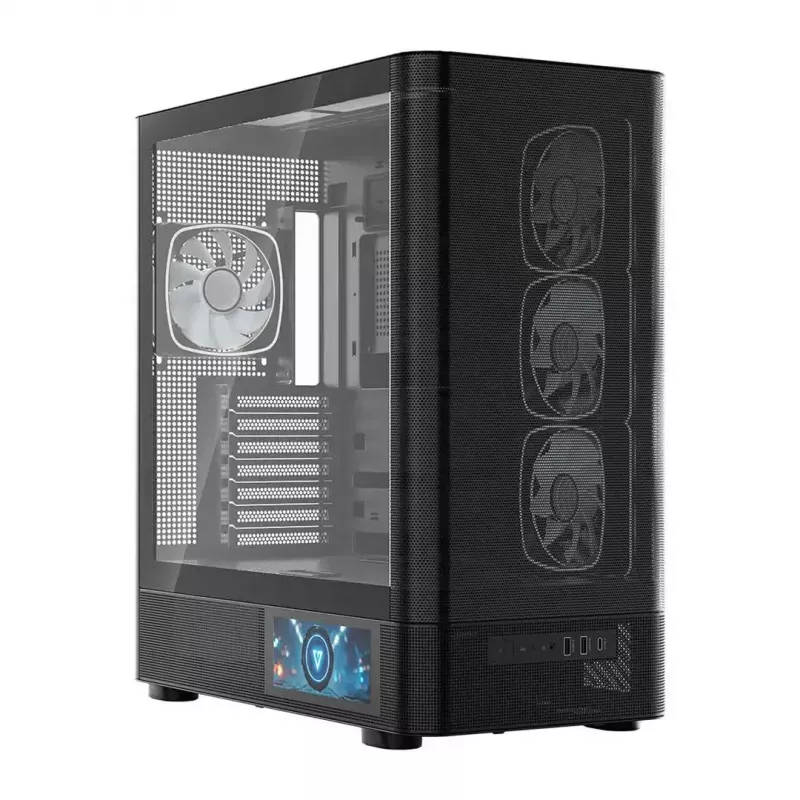 Datora korpuss MODECOM VOLCANO AQ400 ARGB MIDI Melns — MODECOM MC-A-AQ400-4FA-B