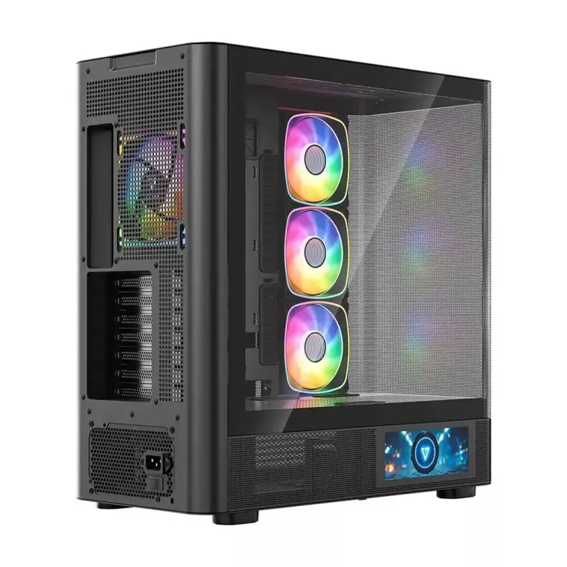 Datora korpuss MODECOM VOLCANO AQ400 ARGB MIDI Melns — MODECOM MC-A-AQ400-4FA-B