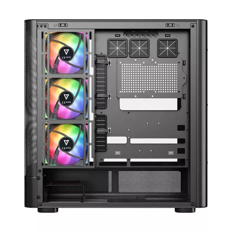 Datora korpuss MODECOM VOLCANO AQ400 ARGB MIDI Melns — MODECOM MC-A-AQ400-4FA-B
